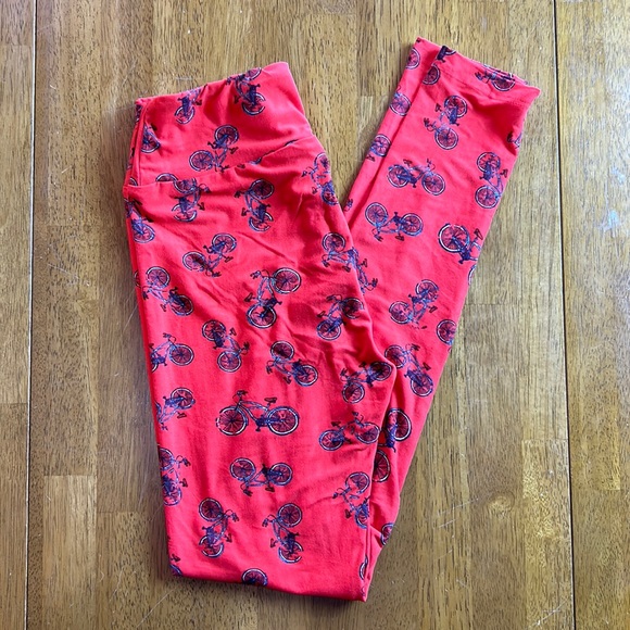LEGGINGS OS ONE SIZE LulaRoe Novelty Print NEW Bicycle Bike Beach Cruiser Ride - Picture 1 of 7